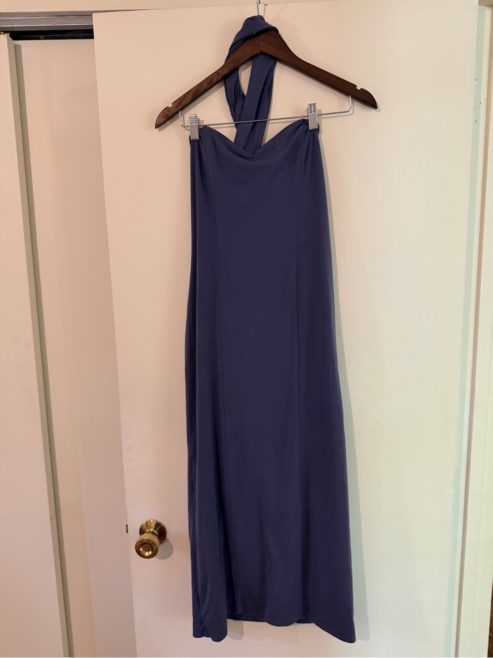 Reformation Women's Knit Halter Midi Dress in Slate Blue